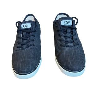 Ugg Hally Shoes Women's 10 Gray Canvas Shearling Low Top